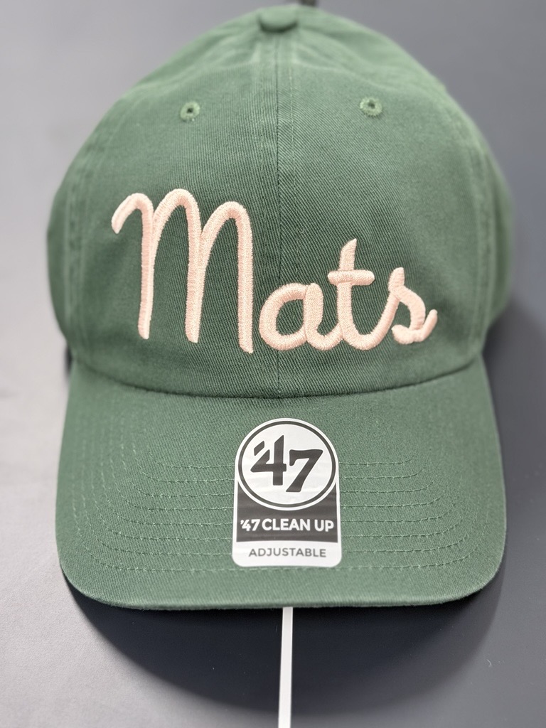 Go Mats! Script - Pink Puff Stitch on Dark Green Dad Cap - view 2